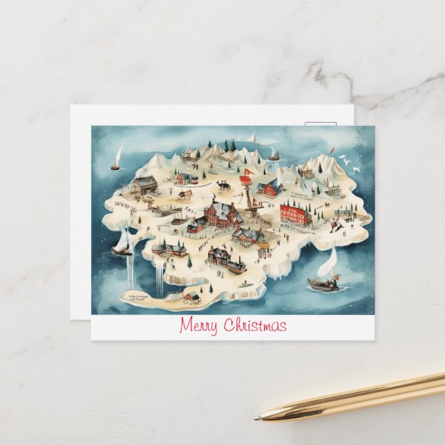 Cartão Postal Natal Antigo Feliz (Frente/Verso In Situ)