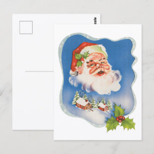 Cartão Postal Natal Antigo, Férias Retrô do Alegre Papai Noel
