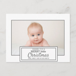 Cartão Postal Natal Branco Cinza Foto Moderno Alegre