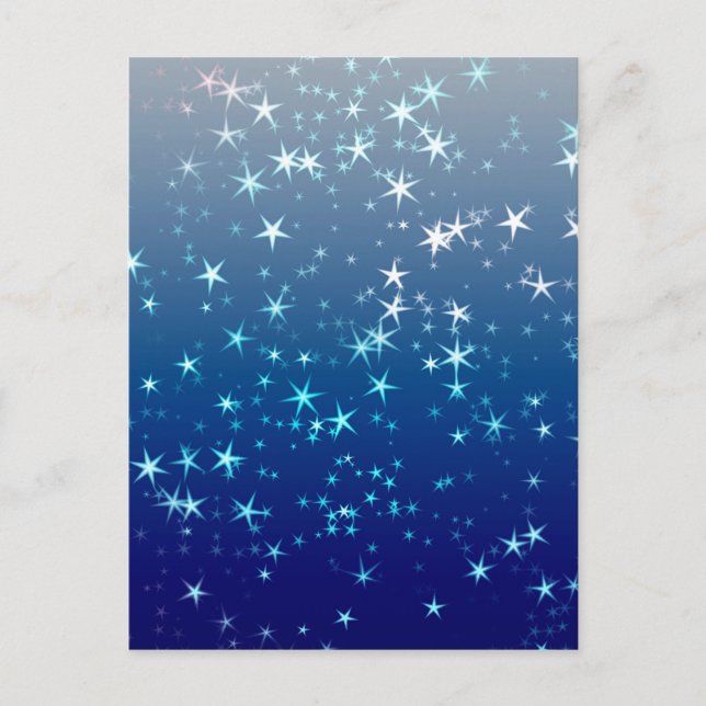 Cartão Postal Natal brilha estrelas céu azul (Frente)
