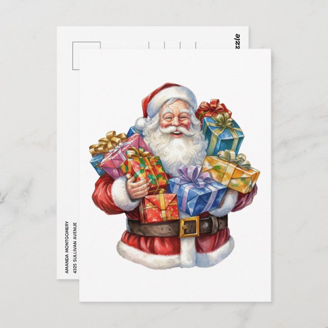 Cartão Postal Natal clássico de Jolly Santa Claus (Frente/Verso)