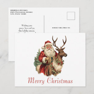 Cartão Postal Natal Clássico Retro Festa de Natal Tradicional