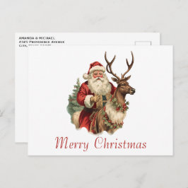 Cartão Postal Natal Clássico Retro Tradicional Férias de Natal