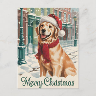 Cartão Postal Natal com Golden Retriever