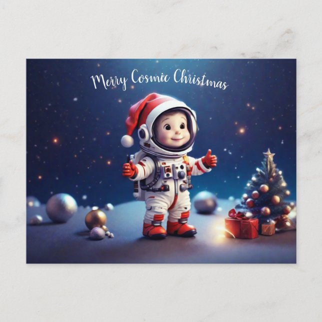 Cartão Postal Natal Cósmico Personalizado (Frente)