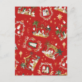 Cartão Postal Natal Cristão Natividade Cinematográfica Vermelha