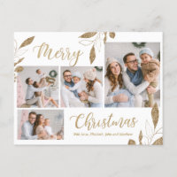 Natal da Colagem de Fotos 4 Botânica Dourada Elega