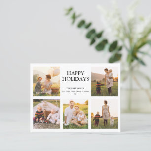 Cartão Postal Natal da família de fotos moderna de cinco