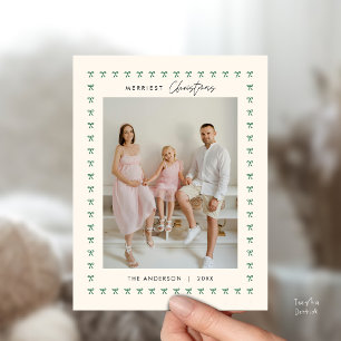 Cartão Postal Natal da família de padrões do Arco verde moderno