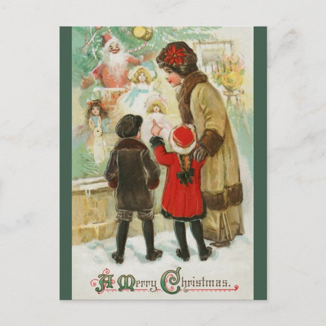 Cartão Postal Natal da Loja de Crianças e Mãe Editável (Frente)