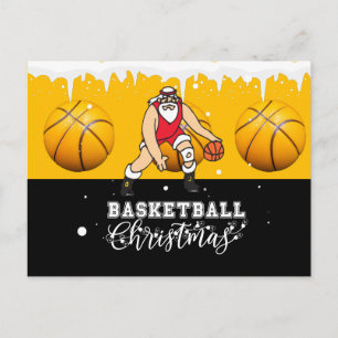 Cartão Postal Natal de basquete com Papai Noel
