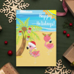 Cartão Postal Natal de Flamingo, praia tropical, feriados<br><div class="desc">Este design foi criado através da arte digital. Pode ser personalizado clicando no botão personalizar e alterando a foto, a cor, adicionando um nome, iniciais ou as suas palavras favoritas. Entre em contato comigo em colorflowcreations@gmail.com se você quiser usar este design em outro produto. Compre minha pintura de acrílico abstrato...</div>