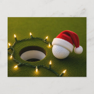 Cartão Postal Natal de golfe com bola de golfe para golfista