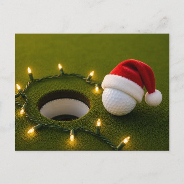 Cartão Postal Natal de golfe com bola de golfe para golfista   (Frente)