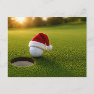 Cartão Postal Natal de golfe com bola de golfe para golfista