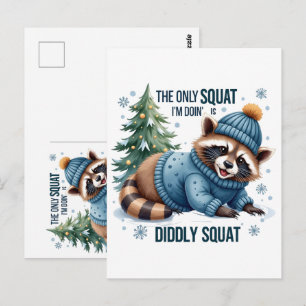 Cartão Postal Natal de Inverno Fofo de Guaxinim Festa de Férias