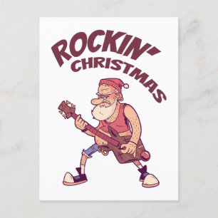 Cartão Postal Natal de Rockin, Papais noeis balançando com Guita