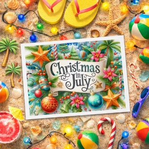 Cartão Postal Natal de Verão Divertido nas Férias de Julho