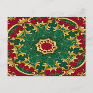 Cartão Postal Natal Decorativo Verde Vermelho Feriado