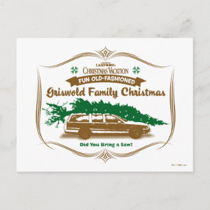 Cartão Postal Natal Divertido à Antiga da Família Griswold