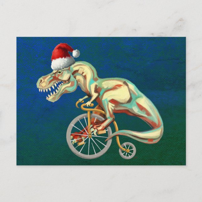 Cartão Postal Natal do Hipster T-Rex (Frente)