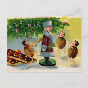 Cartão Postal Natal do Papai Noel Vitoriano Antigo