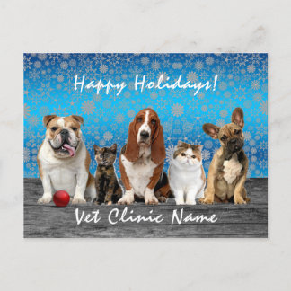 Cartão Postal Natal do veterinário de gatos e cães