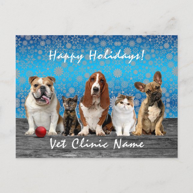 Cartão Postal  Natal do veterinário de gatos e cães (Frente)