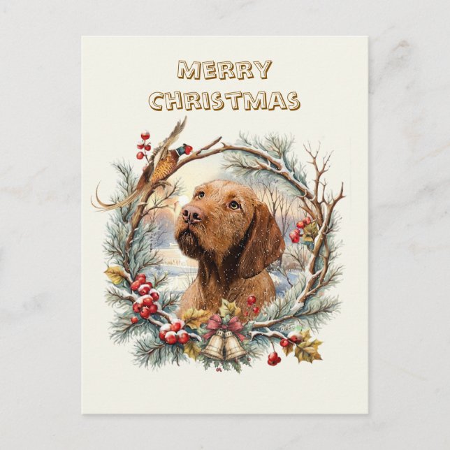Cartão Postal Natal do Vizsla (Frente)