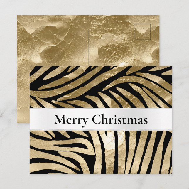 Cartão Postal Natal Dourado negro (Frente/Verso)