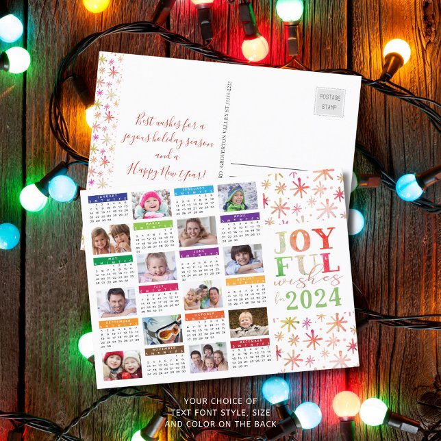 Cartão Postal Natal e Ano Novo da Colagem de Fotos do Calendário (Criador carregado)