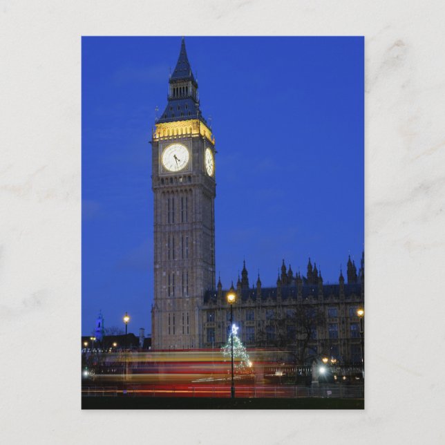 Cartão Postal Natal em "Big Ben", Londres Reino Unido (Frente)