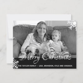 Cartão Postal Natal em Flocos de Neve Pretos e Brancos