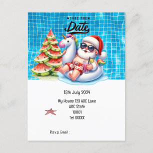 Cartão Postal Natal em julho com PAPAI NOEL Marque a data