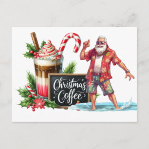 Cartão Postal Natal em julho com PAPAI NOEL na praia