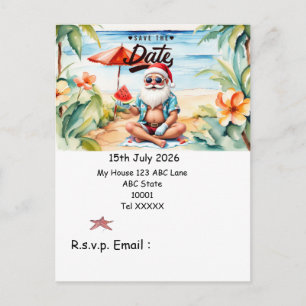 Cartão Postal Natal em Julho com PAPAI NOEL Salve a data