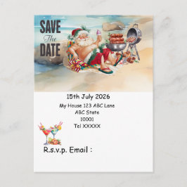 Cartão Postal Natal em Julho com PAPAI NOEL Salve a data