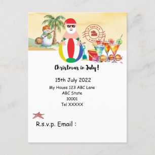 Cartão Postal Natal em julho com SANTA CLAUS na praia
