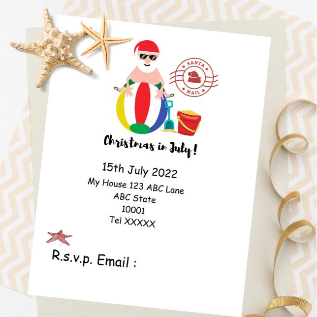 Cartão Postal Natal em julho com SANTA CLAUS na praia (Criador carregado)