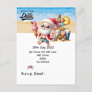 Cartão Postal Natal em julho com SANTA CLAUS Salve a data