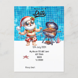Cartão Postal Natal em julho com SANTA CLAUS Salve a data