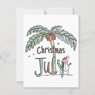 Cartão Postal Natal em julho Design de Férias Tropicais de Neve