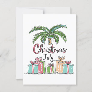 Cartão Postal Natal em Julho Presentes e Decorações de Férias Tr