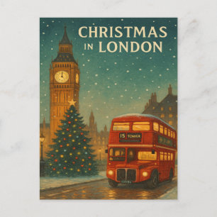 Cartão Postal Natal em Londres – Cena Festiva de Férias com R