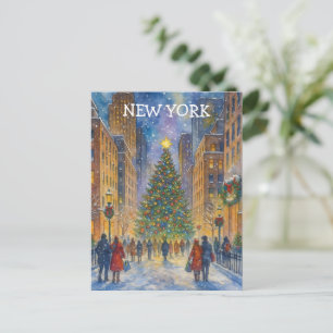 Cartão Postal Natal em Nova York – Cena da Cidade de Inverno 