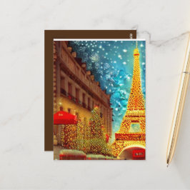 Cartão Postal Natal em Paris, torre de elfle