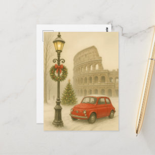 Cartão Postal Natal em Roma Itália – Presente de Arte de Férias
