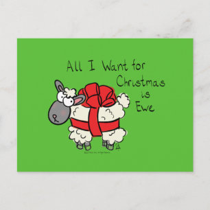 Cartão Postal Natal Engraçado Ovelha Fofa Cartoon de Natal