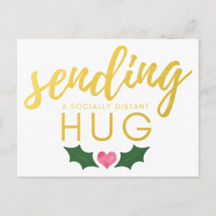 Cartão Postal Natal Enviando um Hug socialmente distante