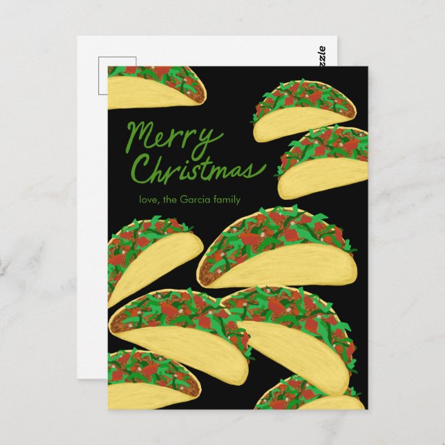 Cartão Postal NATAL FELIZ Avalanche de Tacos Delicioso Personali (Frente/Verso)